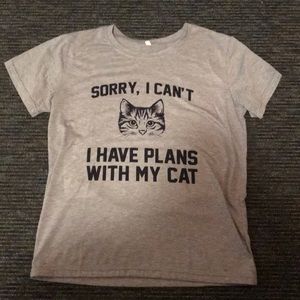 “Sorry, I can’t I have plans with my cat” t-shirt
